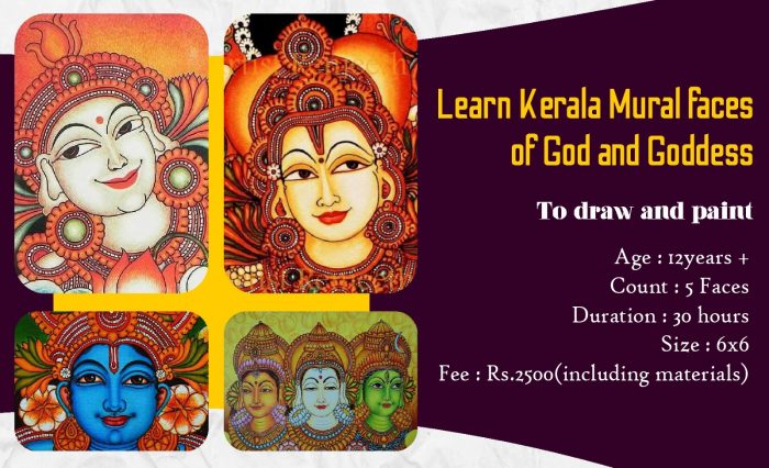 Kerala Mural Faces of God and Goddess