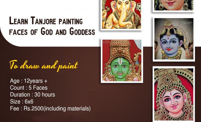 Tanjore painting faces of God and Goddess
