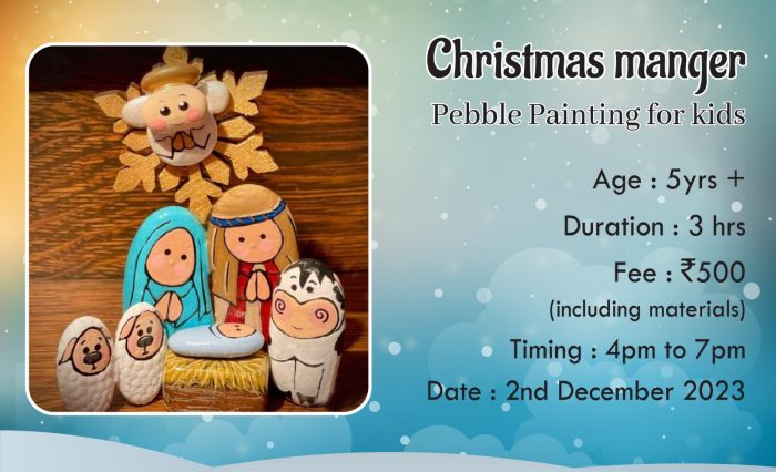 Christmas Manger Pebble painting for kids